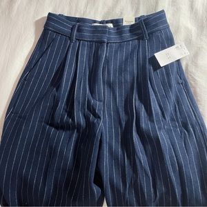Abercrombie & Fitch tailored brushed suiting wide leg pant navy stripe xs short